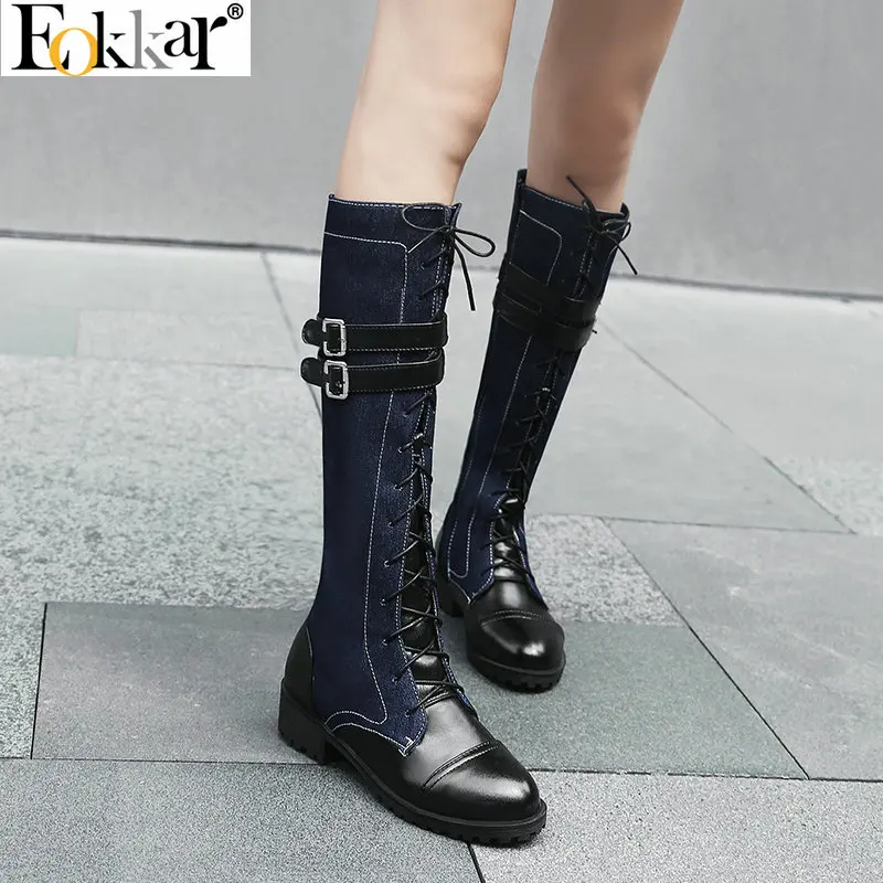 Eokkar 2020 Denim Casual Thigh High Boots Round Toe Med Heels Mid Calf Boots Buckle Black Thick Heels Platform Big Size 45 Boots
Eokkar 2020 Denim Casual Thigh High Boots Round Toe Med Heels Mid Calf Boots Buckle Black Thick Heels Platform Big Size 45 Boots