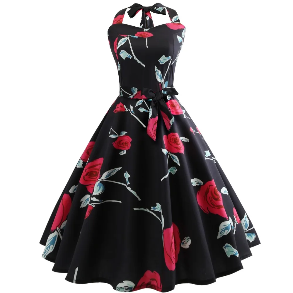 Retro Vintage Style Sleeveless with Bow 3D Skull Floral Printed 2018 Summer Floral Women Dress Halter Party Sexy Casual Dress
Retro Vintage Style Sleeveless with Bow 3D Skull Floral Printed 2018 Summer Floral Women Dress Halter Party Sexy Casual Dress