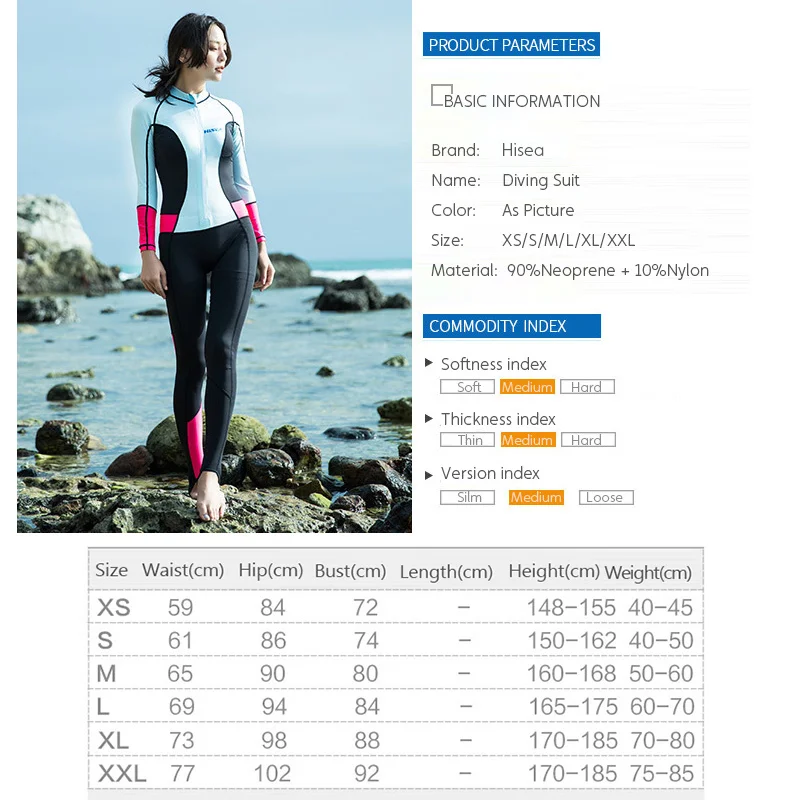 New Hisea UV Sun Protection Women Diving Suit One Piece Scuba Wetsuit with Chest Pad Nylon Snorkeling Suit Long Sleeve Swimsuit
New Hisea UV Sun Protection Women Diving Suit One Piece Scuba Wetsuit with Chest Pad Nylon Snorkeling Suit Long Sleeve Swimsuit