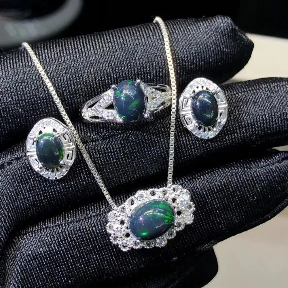 New 925 Silver Jewelry Multiple Color Women Natural Opal Jewelry Engagement Wedding Sets with Chain
New 925 Silver Jewelry Multiple Color Women Natural Opal Jewelry Engagement Wedding Sets with Chain