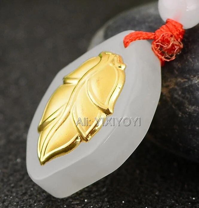Natural White Hetian Jade + 18K Gold Carved Chinese Small Tree Leaf Lucky Pendant + free Necklace Fine Jewelry + Certificate
Natural White Hetian Jade + 18K Gold Carved Chinese Small Tree Leaf Lucky Pendant + free Necklace Fine Jewelry + Certificate