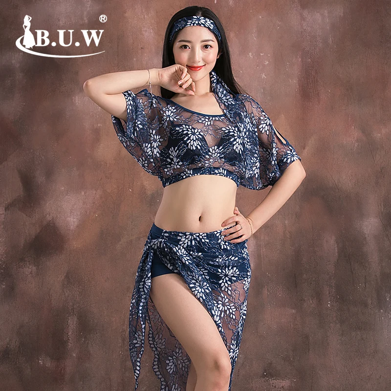 Женский костюм для танца живота BUW Комплект из 3-х предметов топ с коротким
