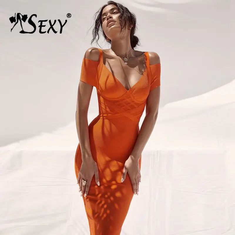 Женское Обтягивающее Платье-миди Gosexy оранжевое обтягивающее платье с открытыми
