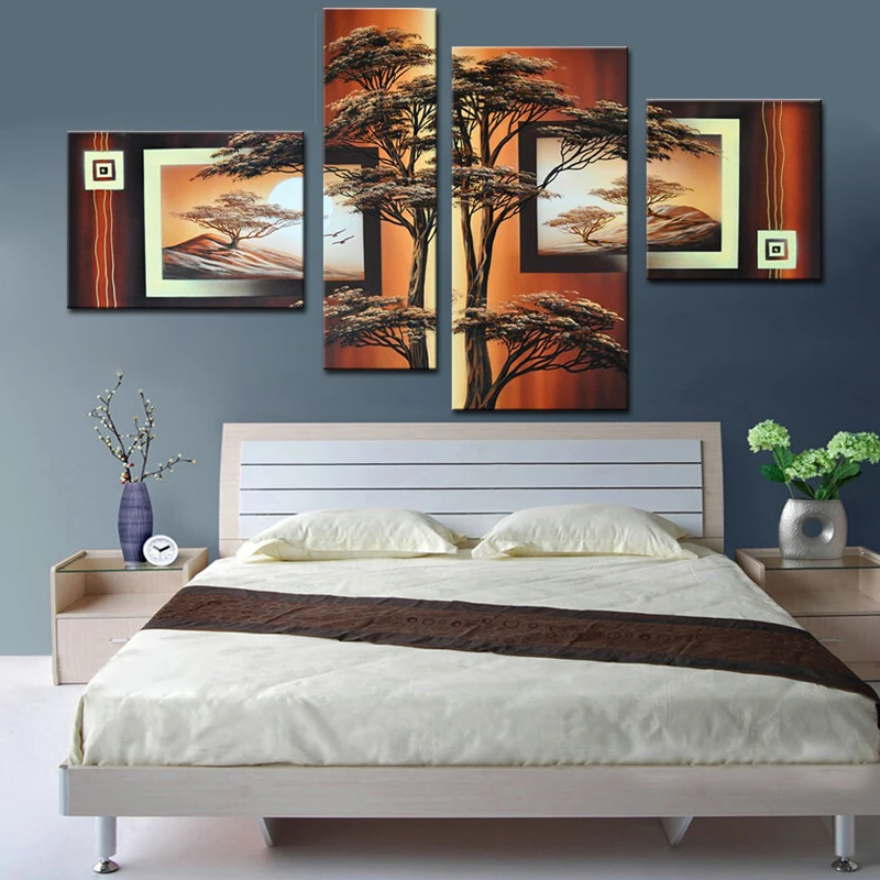 Modern Newest Beautiful Sunrise Landscape tree Oil Paintings On Canvas Wall Art Picture Home Decoration 100% Handmade 4 Panels
Modern Newest Beautiful Sunrise Landscape tree Oil Paintings On Canvas Wall Art Picture Home Decoration 100% Handmade 4 Panels