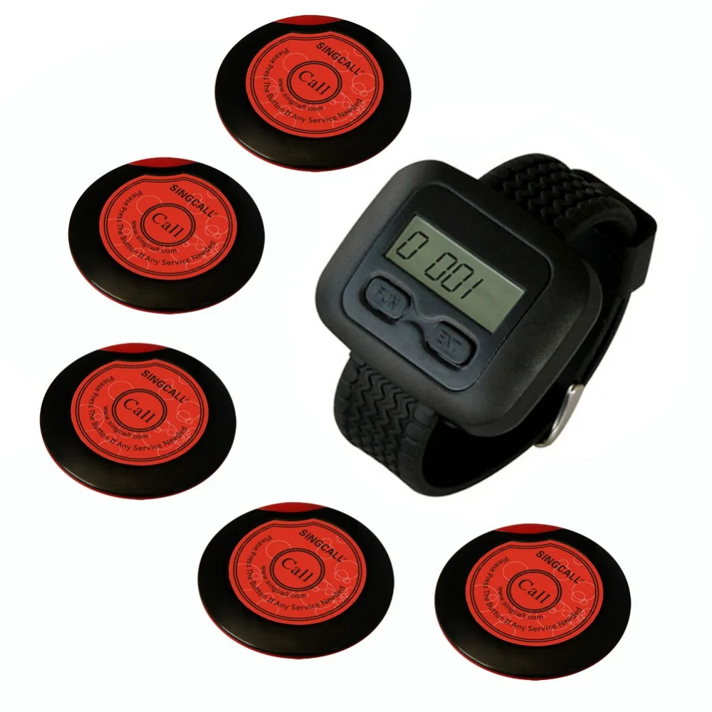SINGCALL Wireless Restaurant Service Calling System,Table Service Button, 5pcs of Table Buttons and 1pc Wrist Watch Receiver
SINGCALL Wireless Restaurant Service Calling System,Table Service Button, 5pcs of Table Buttons and 1pc Wrist Watch Receiver