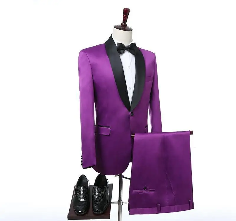 Purple Men Pant Suit Shawl Black Lapel Jacket Groom Best Man Wedding Prom Tuxedo C19
Purple Men Pant Suit Shawl Black Lapel Jacket Groom Best Man Wedding Prom Tuxedo C19