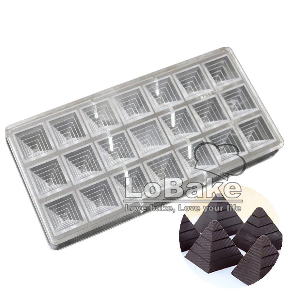 

21 cavities 3cm height pyramid shape chocolate mould PC Polycarbonate sugarcraft forma mold for home kitchen DIY baking supplies
