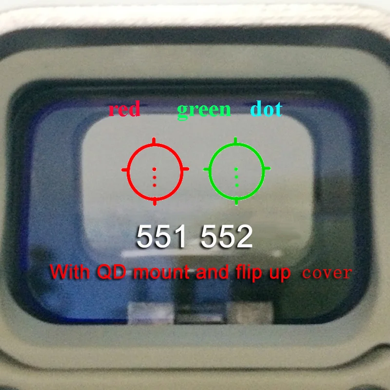 551 552 have Flip-Up cover and QD mount Holographic Red Green Dot Sight Rifle Scope for Airsoft sight 20 mounts
551 552 have Flip-Up cover and QD mount Holographic Red Green Dot Sight Rifle Scope for Airsoft sight 20 mounts
