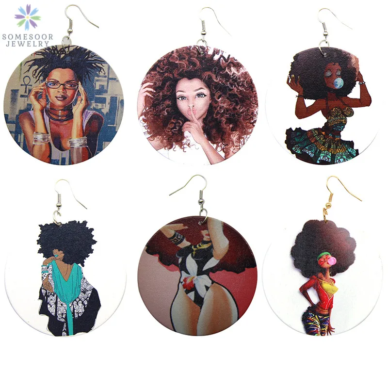SOMESOOR Printed Bum Girl Dancing African Wooden Earrings Afrocentric Natural Hair Geometric Handmade Women Hiphop Jewelry Gifts
SOMESOOR Printed Bum Girl Dancing African Wooden Earrings Afrocentric Natural Hair Geometric Handmade Women Hiphop Jewelry Gifts