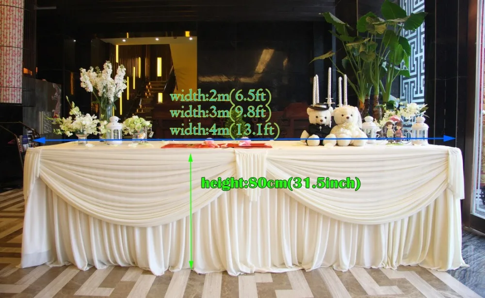 13.1ft(W)*31.5"(H) whiteTablecloth wedding table skirt banquet table cover with swag table decoration wedding table swag
13.1ft(W)*31.5"(H) whiteTablecloth wedding table skirt banquet table cover with swag table decoration wedding table swag