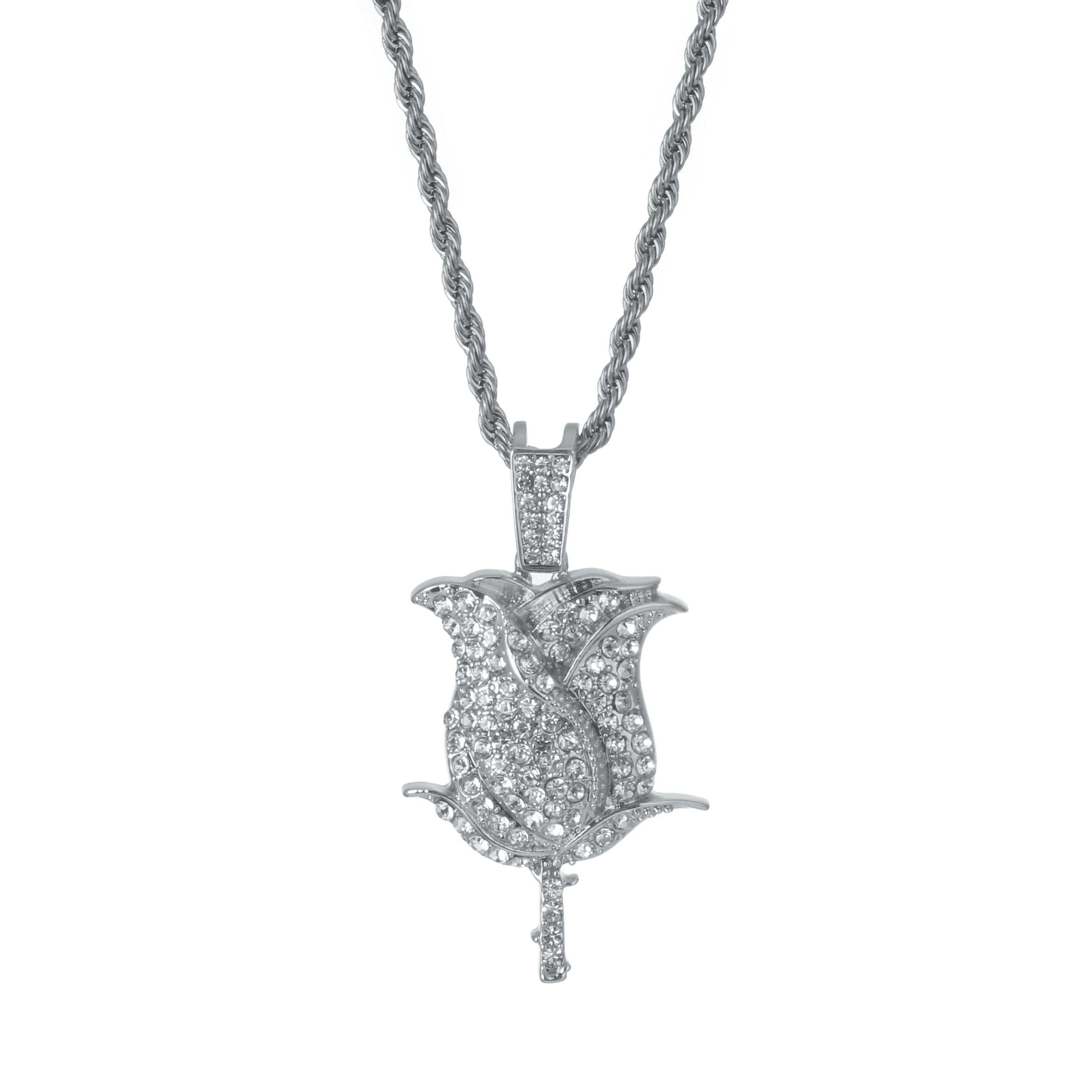 Bling Bling Rhinestone Rose Petals Pendant&Neckalce Gold/Silver Color With Tennis Chain Necklace Men Women Flower HipHop Jewelry
Bling Bling Rhinestone Rose Petals Pendant&Neckalce Gold/Silver Color With Tennis Chain Necklace Men Women Flower HipHop Jewelry