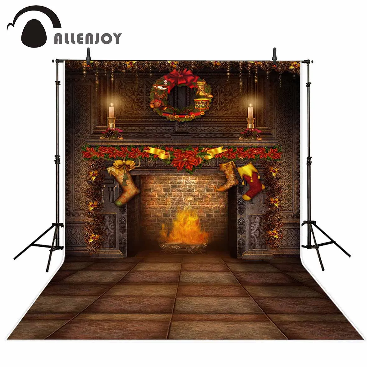 Allenjoy Christmas fireplace photography backdrop brick luxury flower wreath background professional photobooth photocall
Allenjoy Christmas fireplace photography backdrop brick luxury flower wreath background professional photobooth photocall