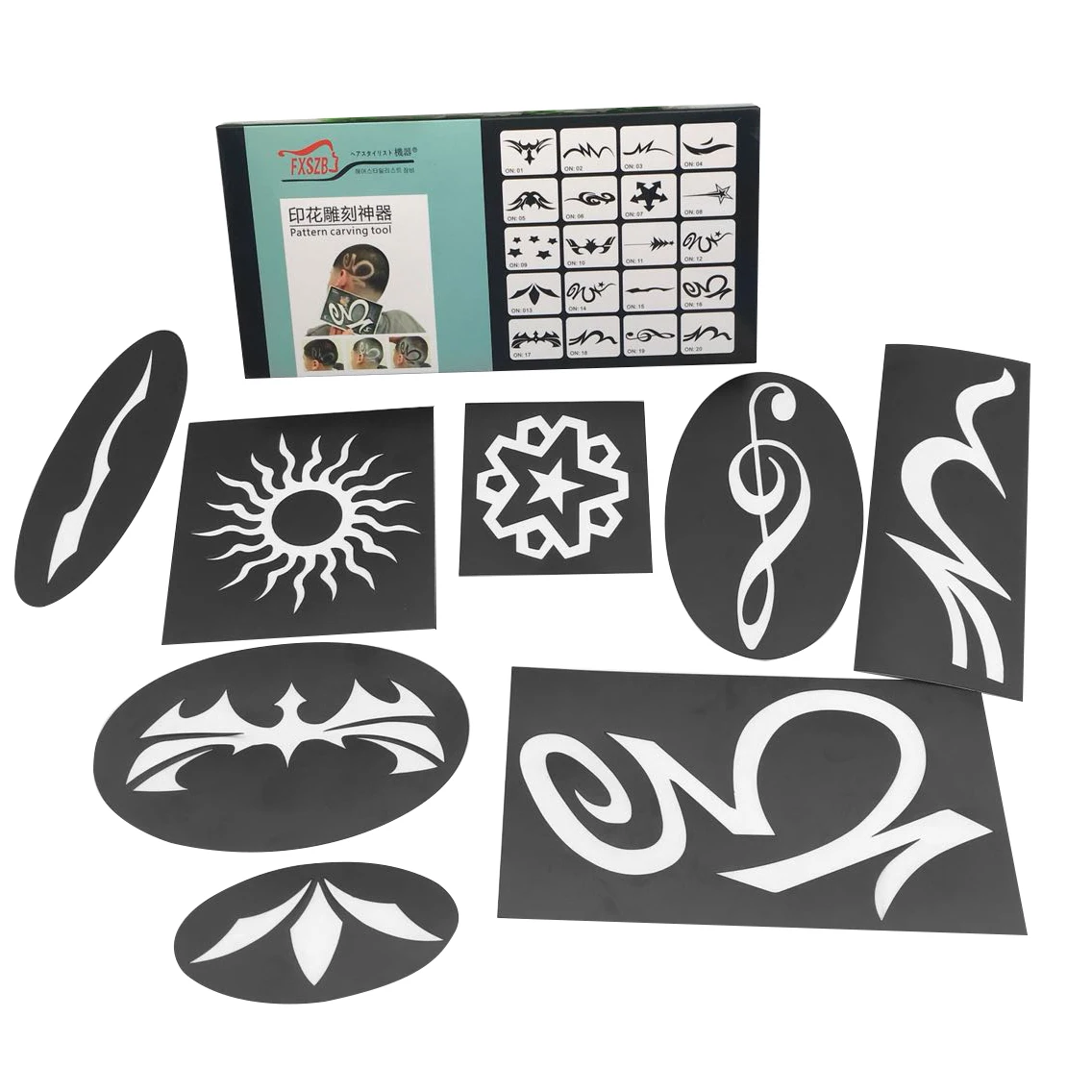 20pcs/set Hair Tattooing Template Trimmer Carved Coloring Pattern Stencil Sticker Dye Coating Board Salon DIY Hairstyling Tools
20pcs/set Hair Tattooing Template Trimmer Carved Coloring Pattern Stencil Sticker Dye Coating Board Salon DIY Hairstyling Tools