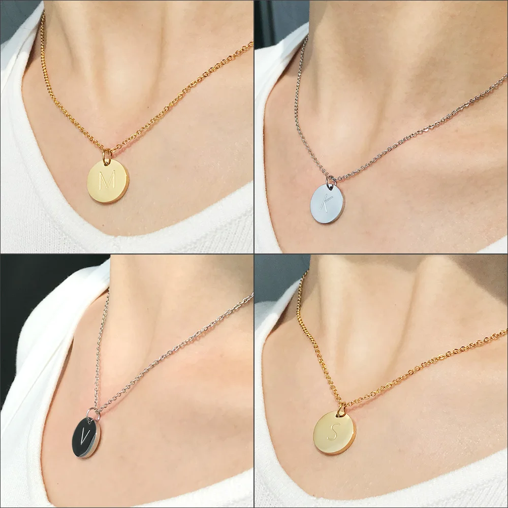 FINE4U N027 Disc Pendant Necklace Gold/Silver Color Letter Alfabet Necklace 316L Stainless Steel Chain Necklaces For Women
FINE4U N027 Disc Pendant Necklace Gold/Silver Color Letter Alfabet Necklace 316L Stainless Steel Chain Necklaces For Women
