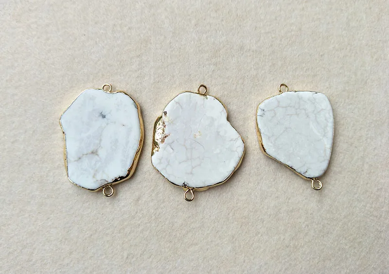 5ps White Howlite Turquoise Connector Gold Plated Polygon Two Bail Handmade Slice Gemstone Bead DIY necklace Jewelry Making CT23
5ps White Howlite Turquoise Connector Gold Plated Polygon Two Bail Handmade Slice Gemstone Bead DIY necklace Jewelry Making CT23