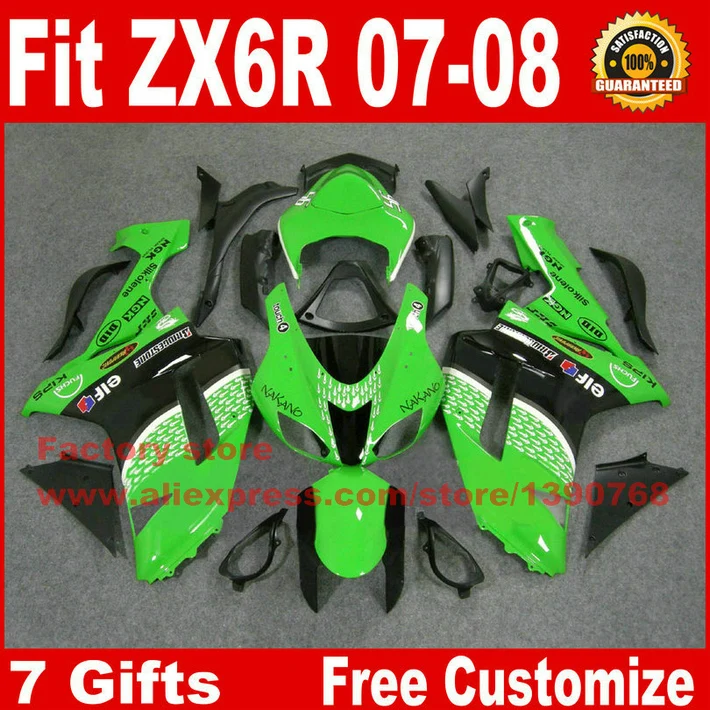 Комплект обтекателей кузова для Kawasaki ZX6R 2007 2008 07 08, комплекты обтекателей зеленого и черного цвета CN36 + 7 подарков
Комплект обтекателей кузова для Kawasaki ZX6R 2007 2008 07 08, комплекты обтекателей зеленого и черного цвета CN36 + 7 подарков