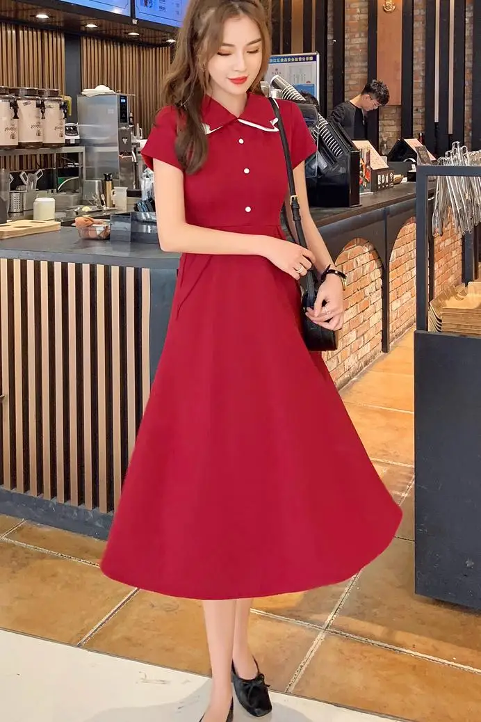 New Women dress Peter pan Collar Short Sleeve High Waist Double Reduction Age Little French Dresses Black 8039
New Women dress Peter pan Collar Short Sleeve High Waist Double Reduction Age Little French Dresses Black 8039