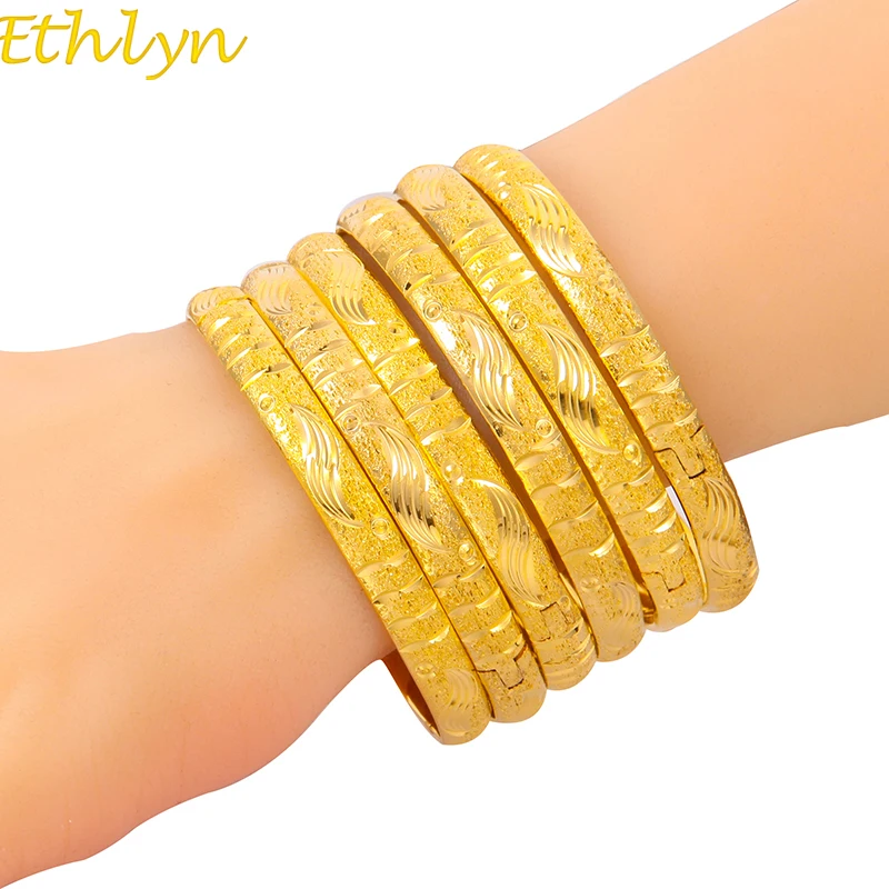 Ethlyn 6pcs/lot Punk Style Dubai Gold Jewelry Gold Color Bangles For Ethiopian Bangles & Bracelets Ethiopian Jewelry B054
Ethlyn 6pcs/lot Punk Style Dubai Gold Jewelry Gold Color Bangles For Ethiopian Bangles & Bracelets Ethiopian Jewelry B054