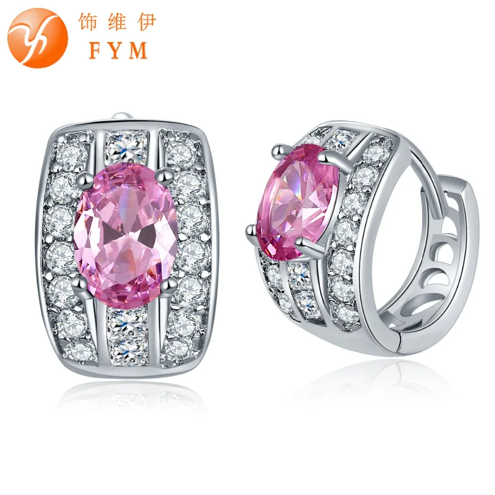 FYM Brand 7 Colors Super Luxury Silver color Hoop Earrings For Women Inlay Big Solid Stone Round cut AAA Cubic Zircon Earrings
FYM Brand 7 Colors Super Luxury Silver color Hoop Earrings For Women Inlay Big Solid Stone Round cut AAA Cubic Zircon Earrings