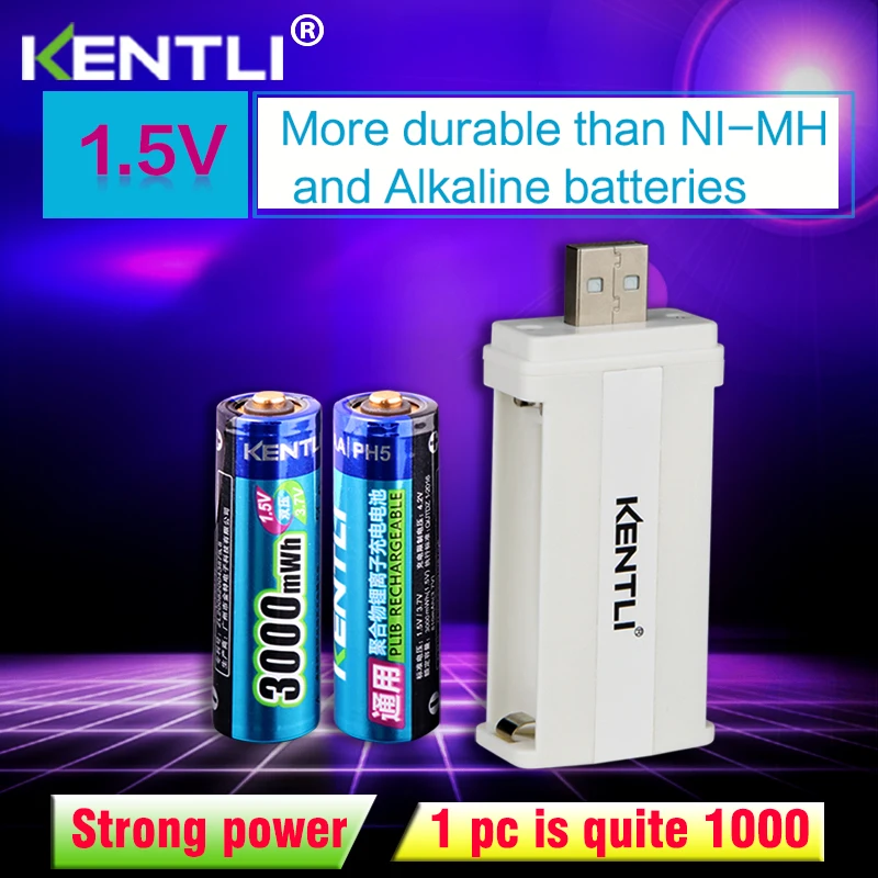 2 шт. перезаряжаемые литий полимерные батарейки AA 1 5 в МВтч|aa battery|battery akentli 1.5v |