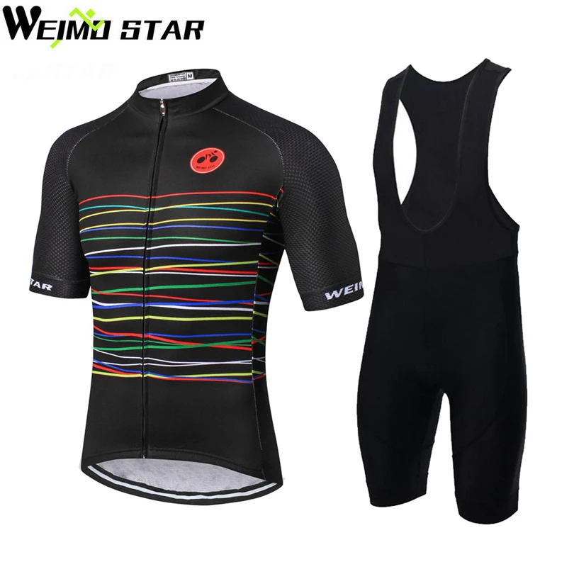 

WEIMOSTAR Team Men's Bike Bicycle Cycling Clothing Biking Black Ropa Ciclismo MTB Cycling Jersey Sets Bib Shorts Size S-XXXL