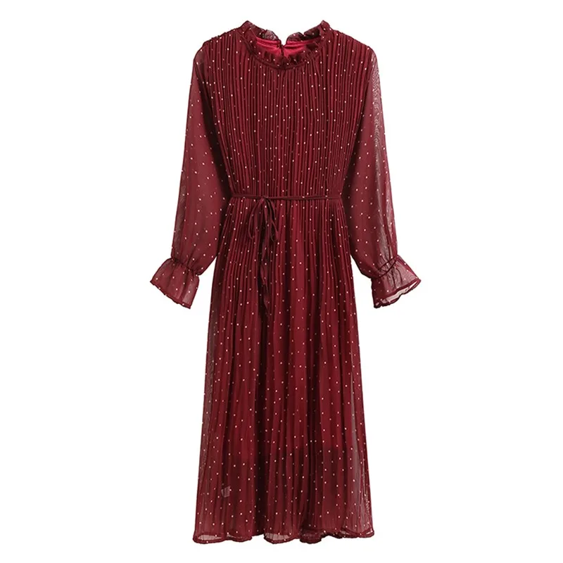 Women Print Pleated Chiffon Dress Spring Summer New Fashion Female Casual Flare Sleeve Lotus leaf neck Basic Dresses 20 colors
Women Print Pleated Chiffon Dress Spring Summer New Fashion Female Casual Flare Sleeve Lotus leaf neck Basic Dresses 20 colors