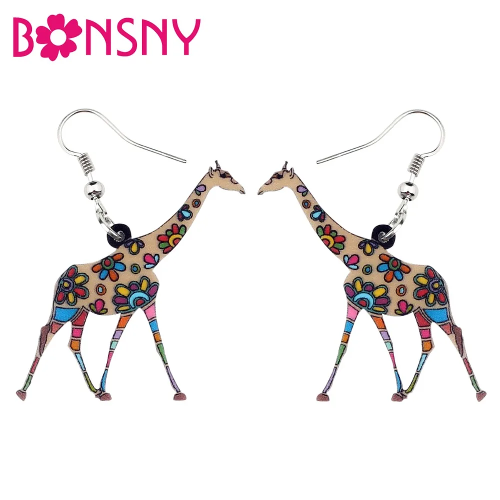 Акриловые красочные серьги Bonsny в африканском стиле с подвесками необычные