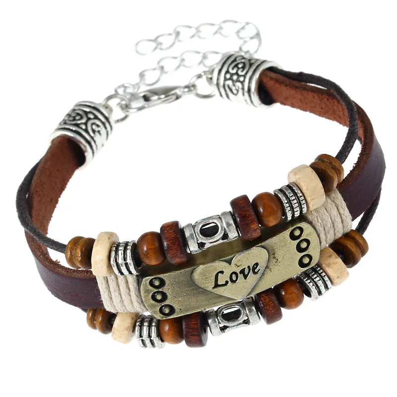 Handmade Retro Vintage Brown Genuine Leather Bronze Love Heart Charm Men Wood Beads Bracelets For Women Homme Femme Jewelry
Handmade Retro Vintage Brown Genuine Leather Bronze Love Heart Charm Men Wood Beads Bracelets For Women Homme Femme Jewelry