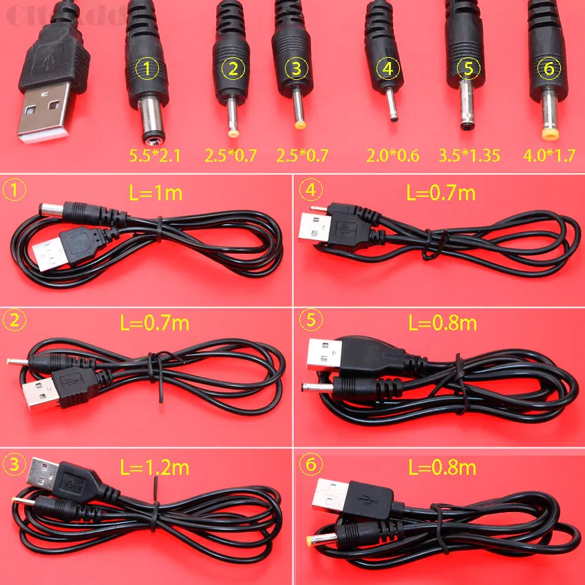 Кабель питания постоянного тока cltgxdd USB порт для 2 0*0 6 мм 5*0 7 3 5*1 35 4 0*1 5 5*2 1 в