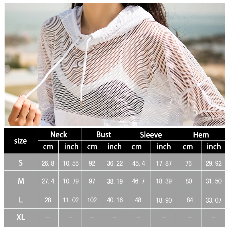 New Women Hoodies Sweatshirt tops Long Sleeve Mesh perspective sunscreen tops hooded blouse
New Women Hoodies Sweatshirt tops Long Sleeve Mesh perspective sunscreen tops hooded blouse