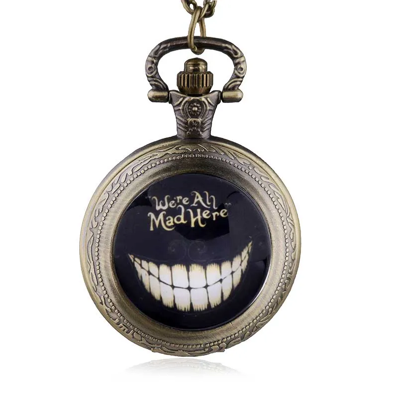 Новые кварцевые карманные часы Alice in Wonderland We're All Mad Here аналоговые в виде кулона