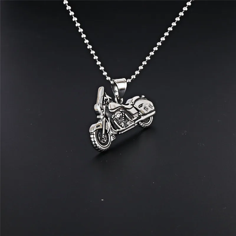 New Trendy Fashion Antique Silver Color Motor Bike Pendant Necklace Vintage Stainless Steel Charms with Beads Chain Jewelry
New Trendy Fashion Antique Silver Color Motor Bike Pendant Necklace Vintage Stainless Steel Charms with Beads Chain Jewelry