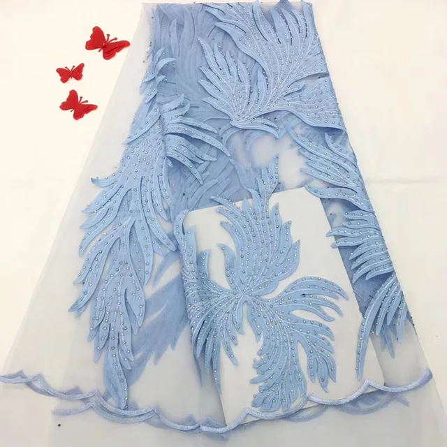 Fancy embroidered Mesh Lace Fabric High Quality light blue flower french lace fabric with stones for party dress
Fancy embroidered Mesh Lace Fabric High Quality light blue flower french lace fabric with stones for party dress