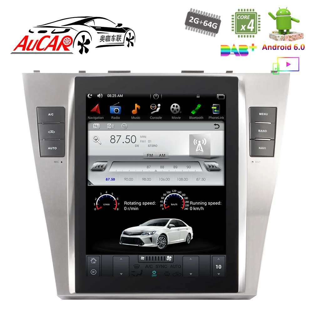 Автомобильная Мультимедийная система Tesla Style Android 6 0 для Toyota Camry радио с Bluetooth и GPS Wi