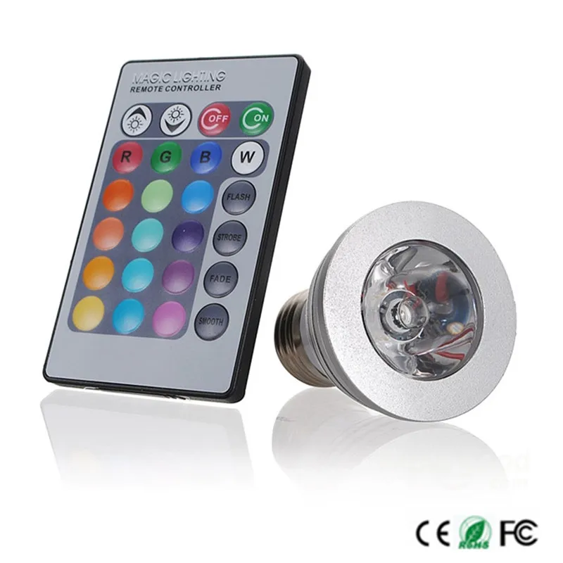 3W RGB LED Spotlight E27 16 Colors LED Light Bulb Lamp AC85-265V Lampada LED Spot Light with 24 KEY IR Remote Control 10pcs/lot
3W RGB LED Spotlight E27 16 Colors LED Light Bulb Lamp AC85-265V Lampada LED Spot Light with 24 KEY IR Remote Control 10pcs/lot