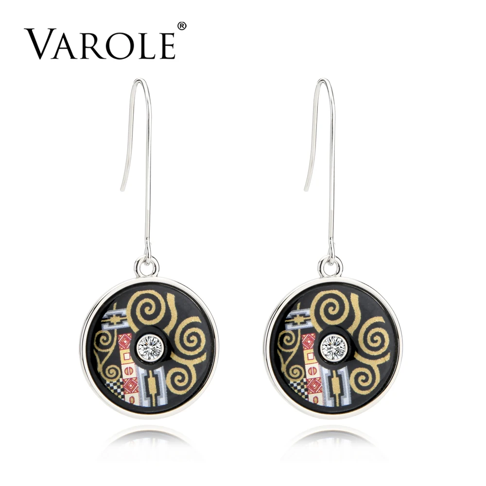 VAROLE Top Quality Ethnic Bohemia Style Round Crystal Printed Pattern Design Drop Earrings For Women Jewelry Brincos Longos
VAROLE Top Quality Ethnic Bohemia Style Round Crystal Printed Pattern Design Drop Earrings For Women Jewelry Brincos Longos