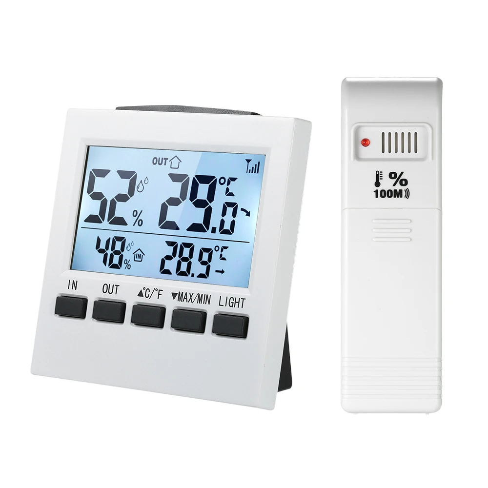 LCD Digital Wireless Indoor/Outdoor Thermometer Hygrometer ℃/℉ Temperature Humidity Meter with Max Min Value Display Transmitter
LCD Digital Wireless Indoor/Outdoor Thermometer Hygrometer ℃/℉ Temperature Humidity Meter with Max Min Value Display Transmitter
