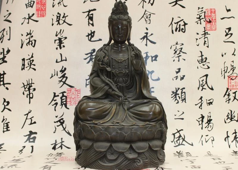 12 China Buddhism Classic Pure Bronze lotus flower Kwan-yin Boddhisattva Statue
12 China Buddhism Classic Pure Bronze lotus flower Kwan-yin Boddhisattva Statue