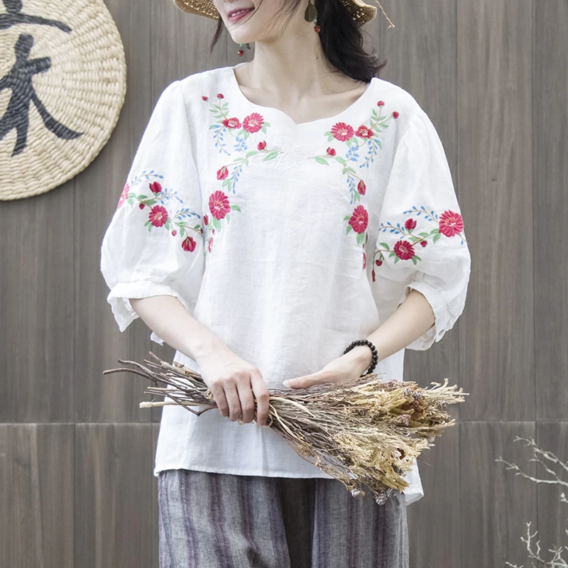 F&je Summer Style Women Tshirt Plus Size Lantern Sleeve Loose O-neck Tops Floral Embroidery Vintage Femme linen Tee Shirt MMX01
F&je Summer Style Women Tshirt Plus Size Lantern Sleeve Loose O-neck Tops Floral Embroidery Vintage Femme linen Tee Shirt MMX01
