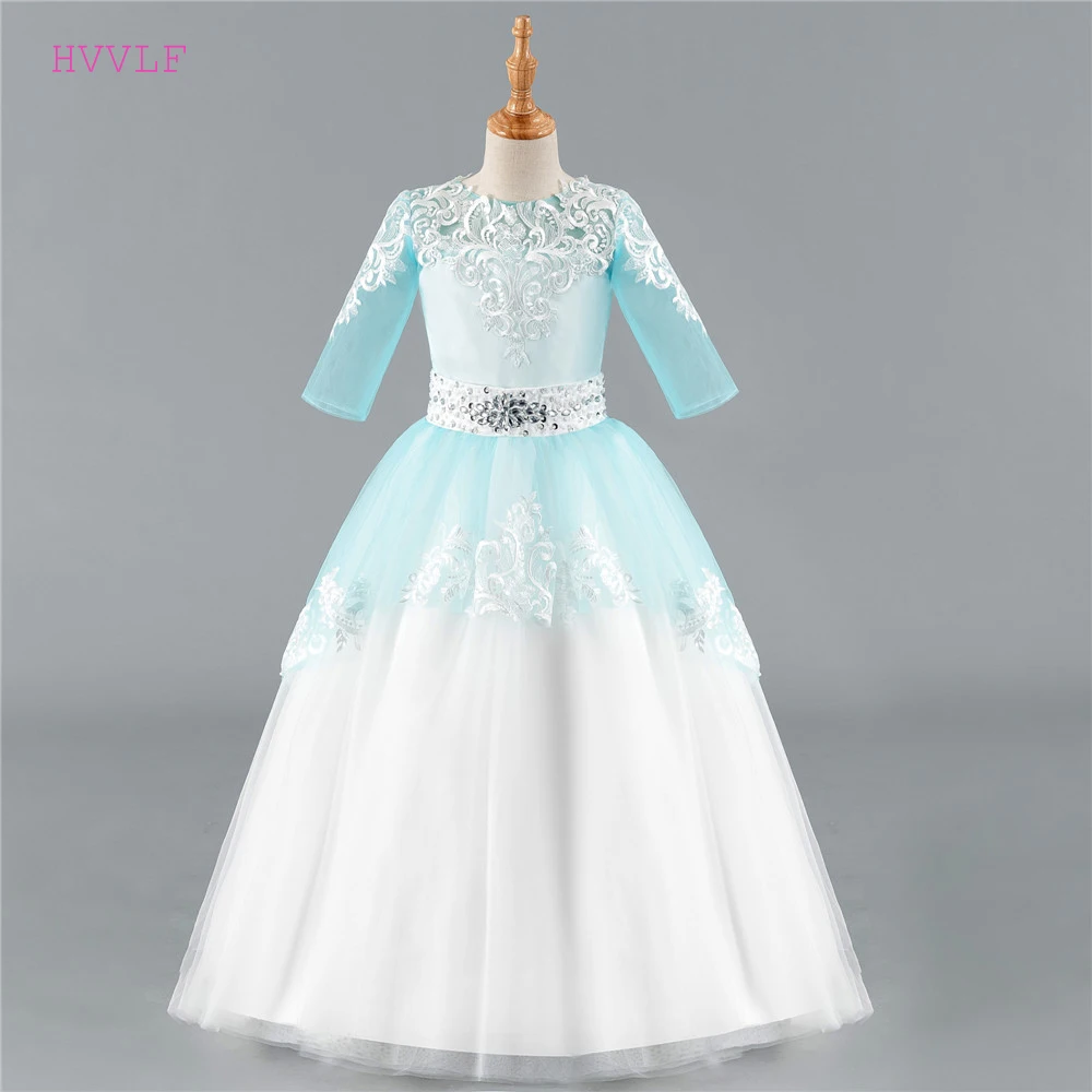 Real Photo Flower Girl Dresses For Weddings Ball Gown Half Sleeves Tulle Crystals Lace Long First Communion Dresses Little Girl
Real Photo Flower Girl Dresses For Weddings Ball Gown Half Sleeves Tulle Crystals Lace Long First Communion Dresses Little Girl