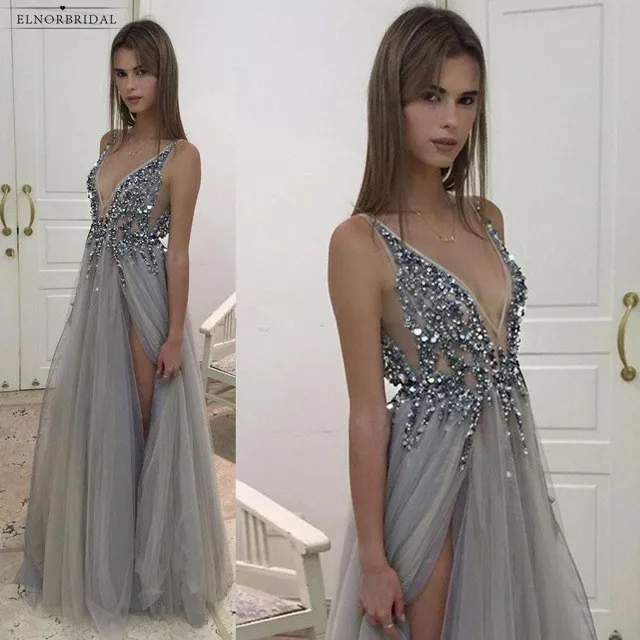 Silver Beaded Prom Dresses Long 2021 Deep V Neck Evening Gowns Gala Jurken Side Split Robe De Bal Longue Party Dress
Silver Beaded Prom Dresses Long 2021 Deep V Neck Evening Gowns Gala Jurken Side Split Robe De Bal Longue Party Dress