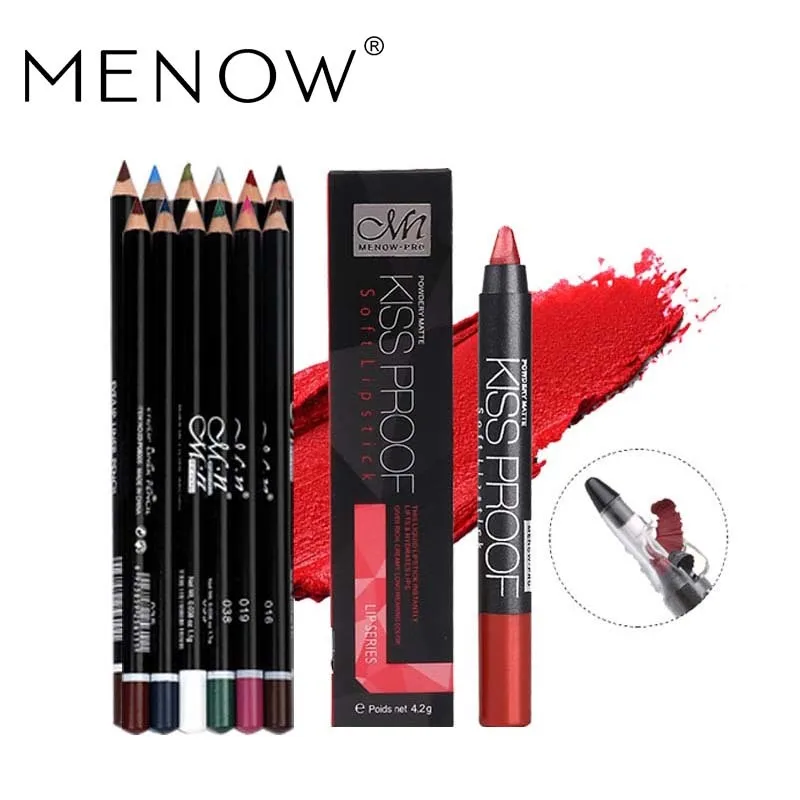 Menow бренд Make Up Set 12 Цвет тени Подводка для глаз и Kiss матовый помада косметический