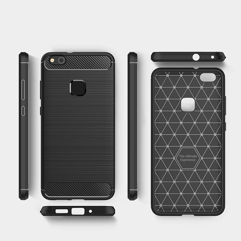 Romiky Soft TPU Case For Huawei P10 Lite Plus Brushed Silicone Back Cover Ascend P10lite Carbon Fiber Coque |