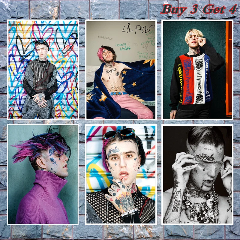 Рэпер Lil Peep постер белая крафт бумага художественный Бар Кафе высокое качество
