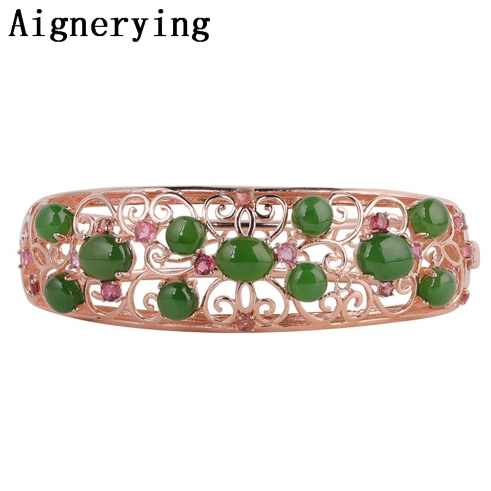 925 Sterling Silver Bracelet Vintage Certificate Green Jade Adjustable Infinity Charm Precious Openwork carving Bangle Rose Gold
925 Sterling Silver Bracelet Vintage Certificate Green Jade Adjustable Infinity Charm Precious Openwork carving Bangle Rose Gold