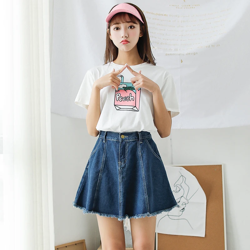 Summer Sweet Cute Set Sweet Korean Student Two-piece Set Print T-shirt + Denim Skirt Skirt College Style
Summer Sweet Cute Set Sweet Korean Student Two-piece Set Print T-shirt + Denim Skirt Skirt College Style