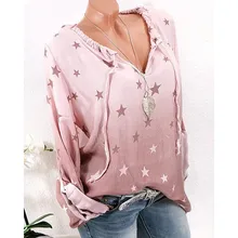 2018 Pentagram Printing Long Sleeve Casual Shirt Big Size S-5XL Blouse Summer Top Camisetas Mujer Wholesale Blusa Feminina