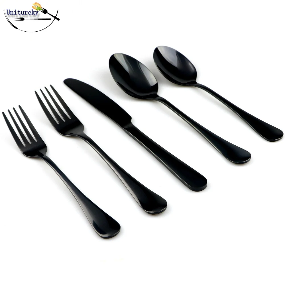 Uniturcky 20Pcs/Lot Dinnerware Set Black Mirror Polished Stainless Steel Cutlery Set Dinner Knife Forks Scoop Set Silverware Set
Uniturcky 20Pcs/Lot Dinnerware Set Black Mirror Polished Stainless Steel Cutlery Set Dinner Knife Forks Scoop Set Silverware Set
