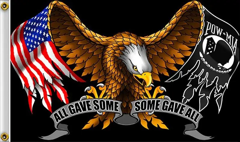 Custom POW MIA All Gave Some flag 90X150 cm with custom Some Gave All Military Eagle 100D Polyester flag
Custom POW MIA All Gave Some flag 90X150 cm with custom Some Gave All Military Eagle 100D Polyester flag