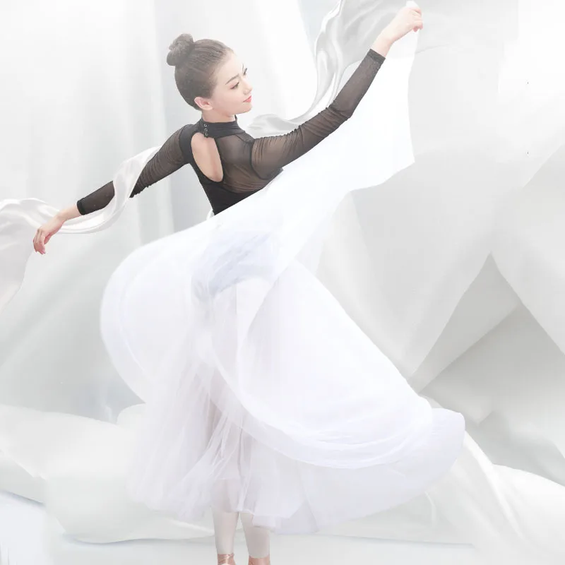 

Женская балетная юбка, длинная прозрачная одежда для занятий танцами, Мягкая сетчатая Одежда для взрослых, DC1232